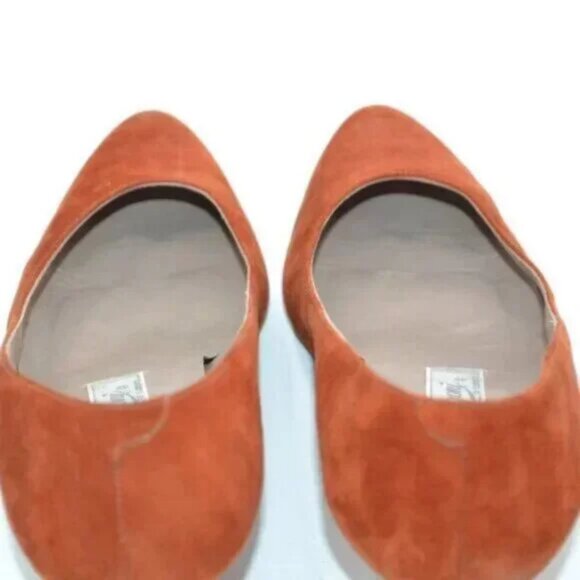 Vintage Italian Suede Leather Copper Rust Burnt Orange Pumps Cone Heels Pumps 7 - Picture 8 of 9